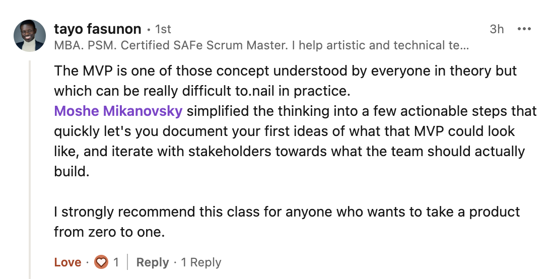 Client testimonial