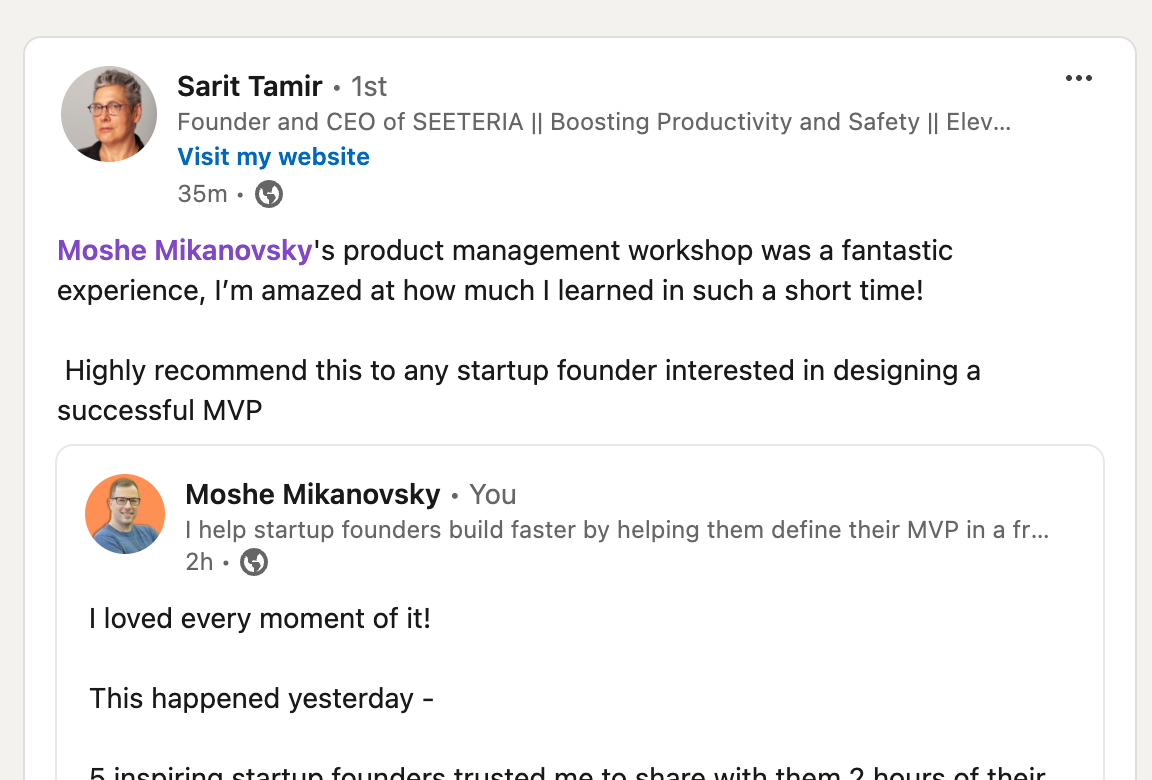 Client testimonial